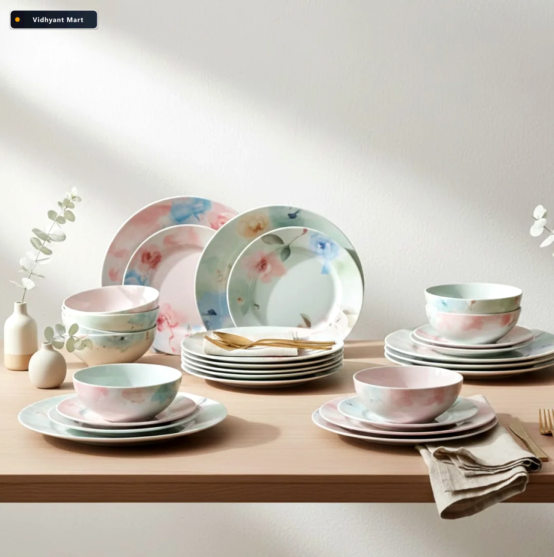 Vidhyant Mart 32 Piece Dinner Set Premium Plastic Microwave Safe 4