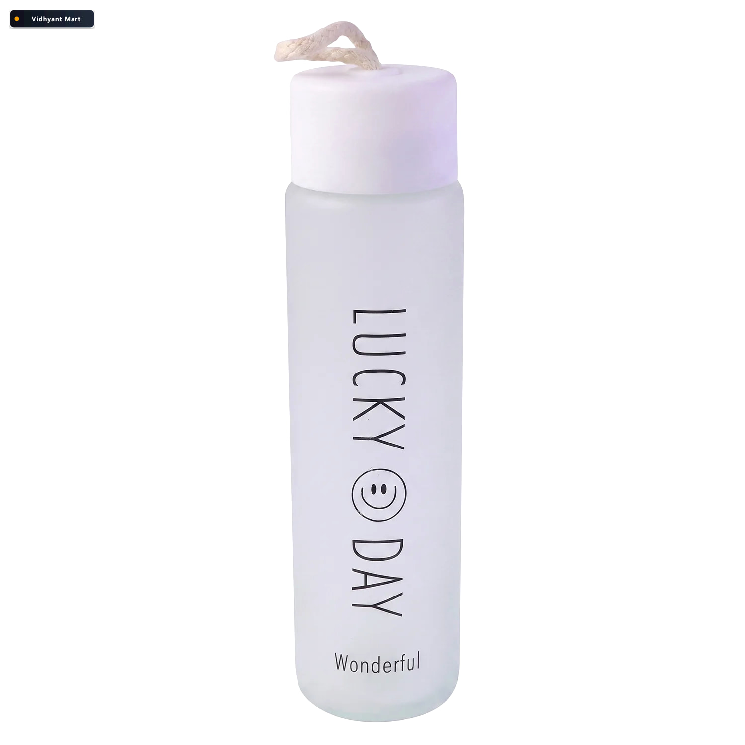 Vidhyant Mart 350 Ml Frosted Glass Water Bottle Lucky Day Print 3