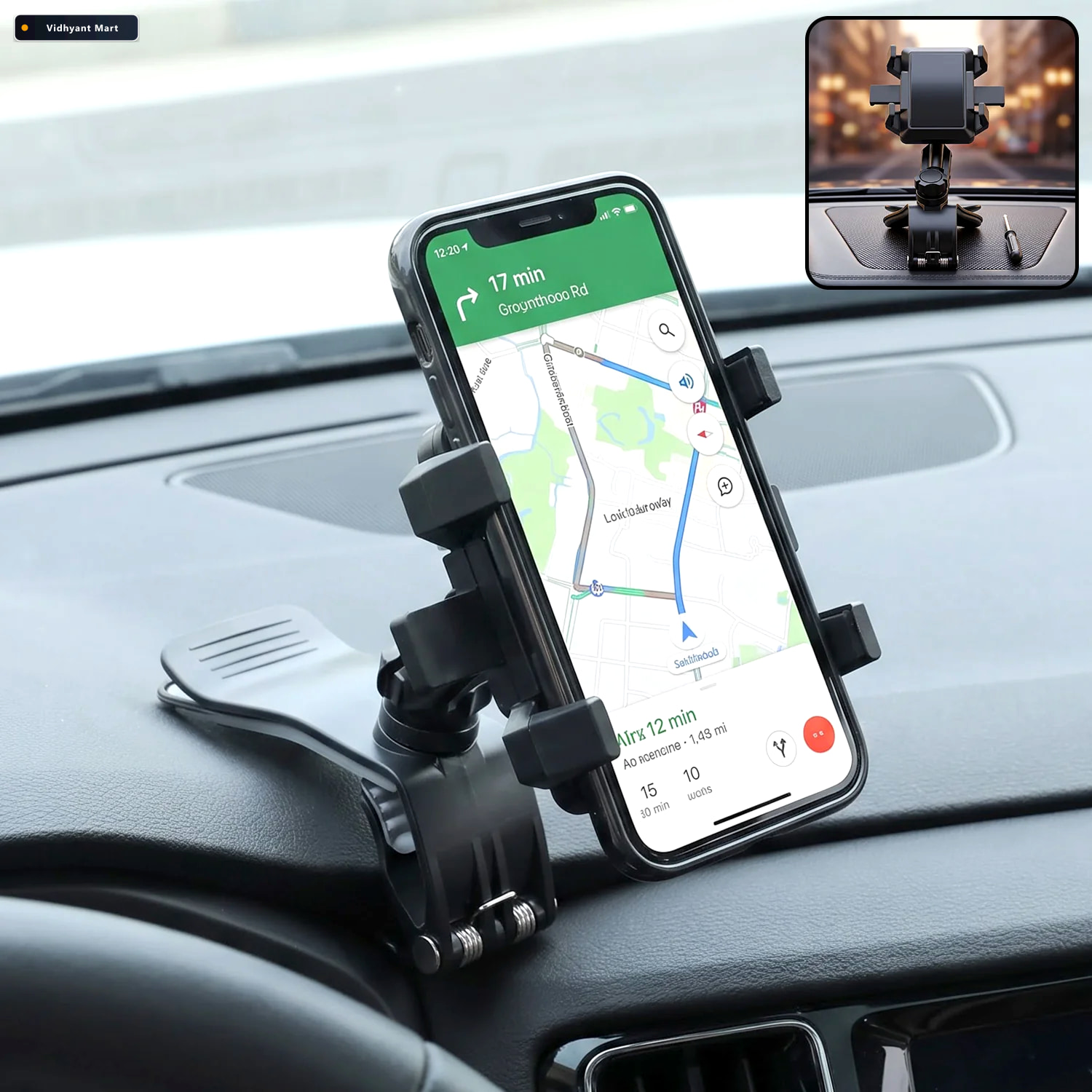 Vidhyant Mart 360 Degree Rotating Car Phone Holder With Adjustab 1