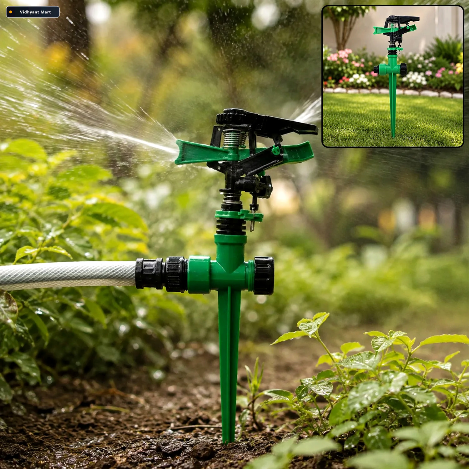 Vidhyant Mart 360 Degree Rotating Garden Impact Sprinkler Adjust 1