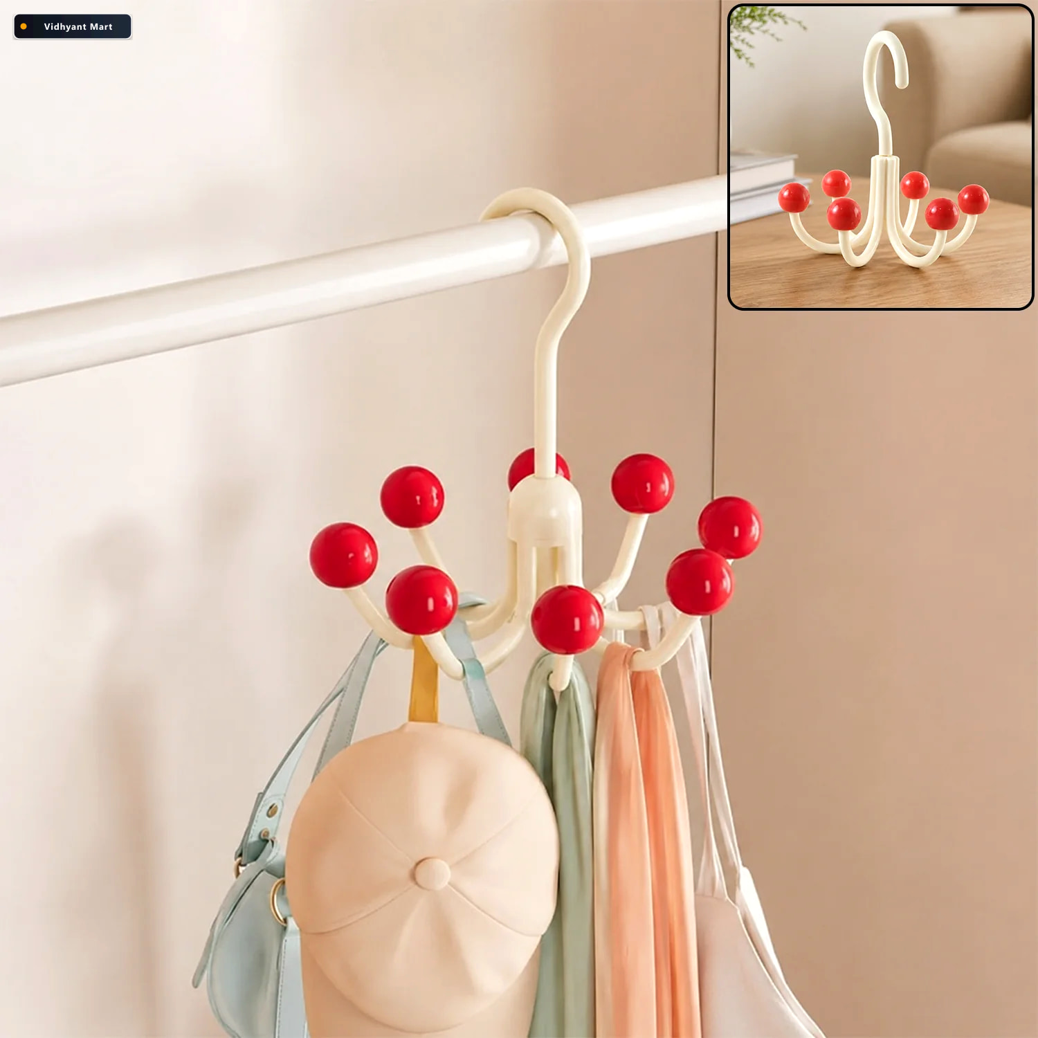 Vidhyant Mart 360 Degree Rotating Multi Arm Hanger Hook For Ward 1