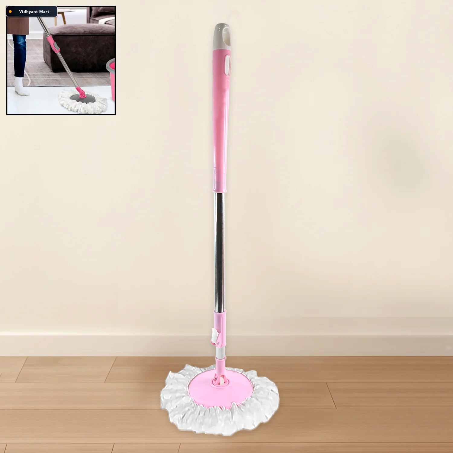 Vidhyant Mart 360 Spin Mop Stainless Steel Microfiber Velvet Wip 1