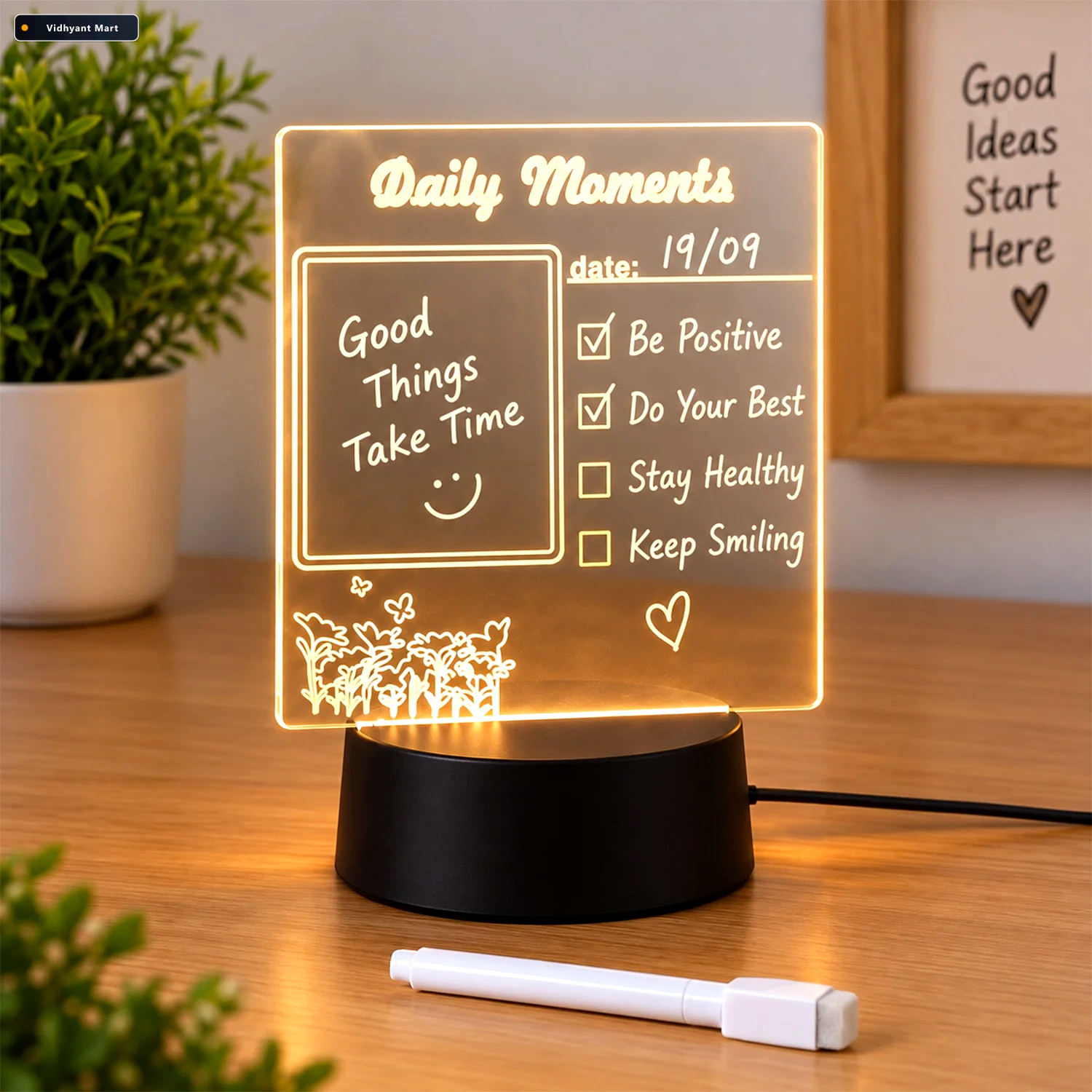 Vidhyant Mart 3d Acrylic Message Board Lamp For Home Decor And S 1