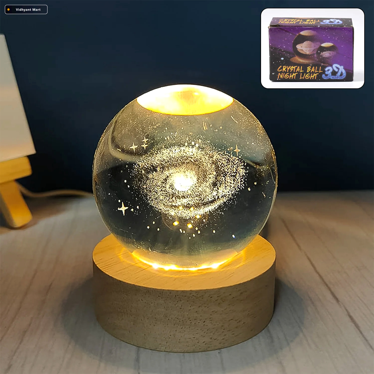 Vidhyant Mart 3d Crystal Ball Lamp Magical Night Light Elegant D 1