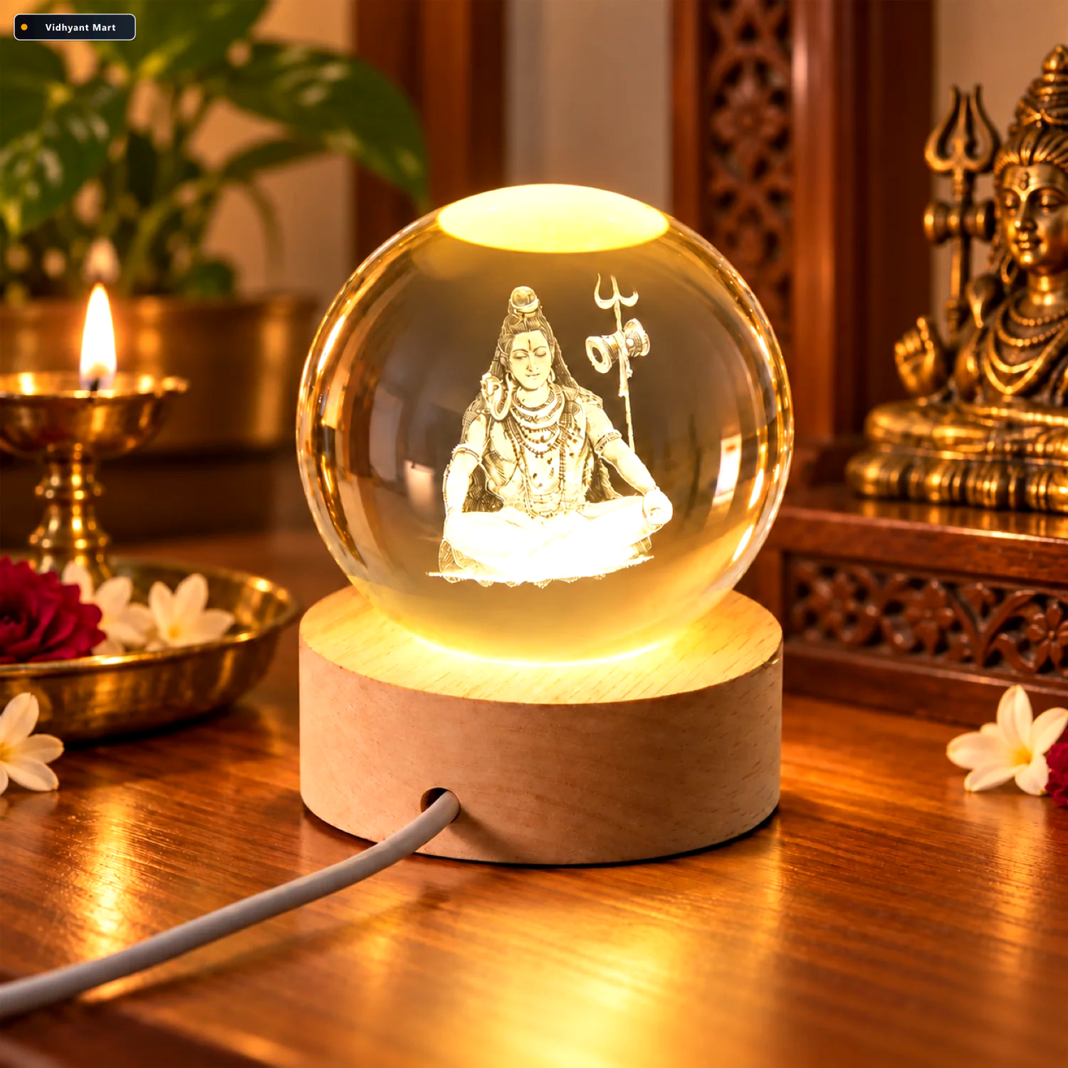 Vidhyant Mart 3d Crystal Ball Lamp Unique Home Decor Night Light 1