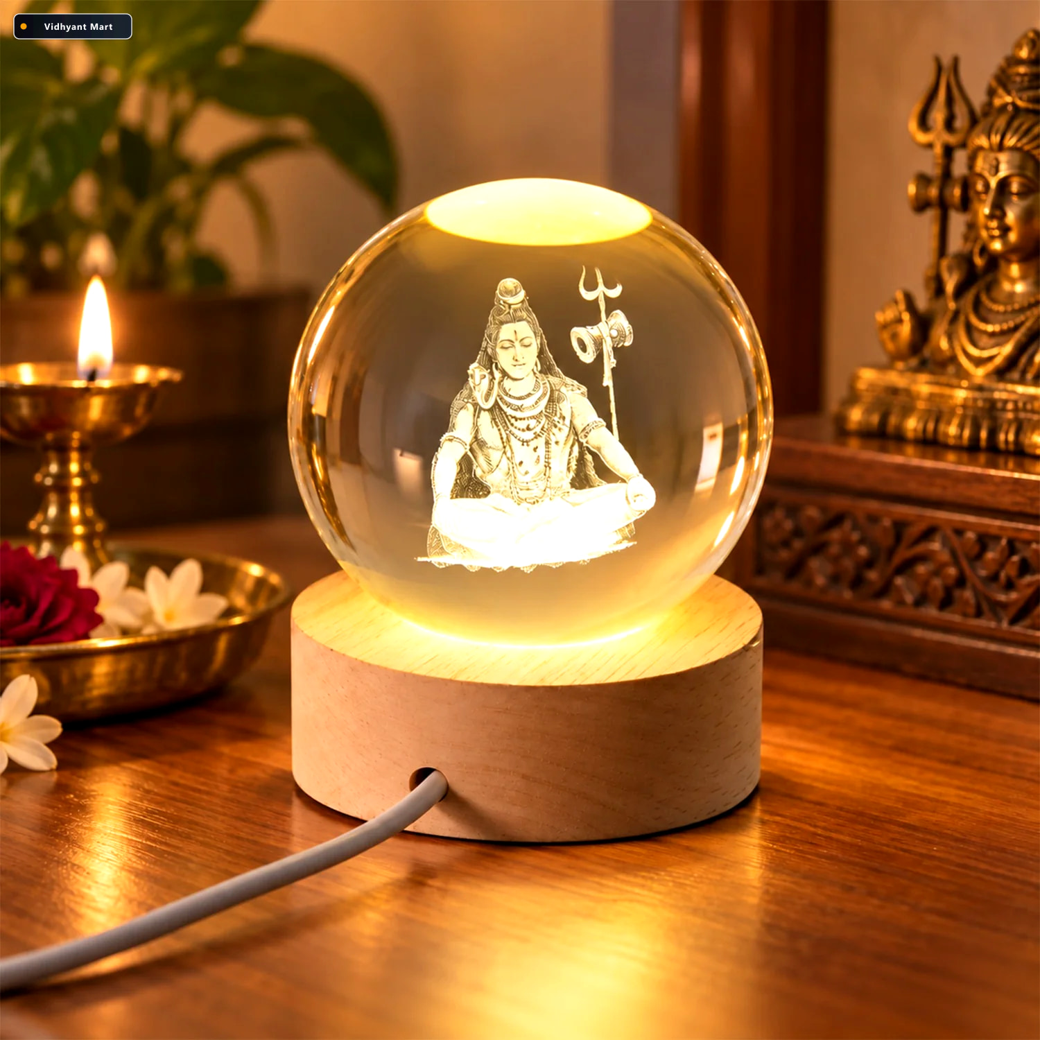 Vidhyant Mart 3d Crystal Ball Lamp Unique Home Decor Night Light 2