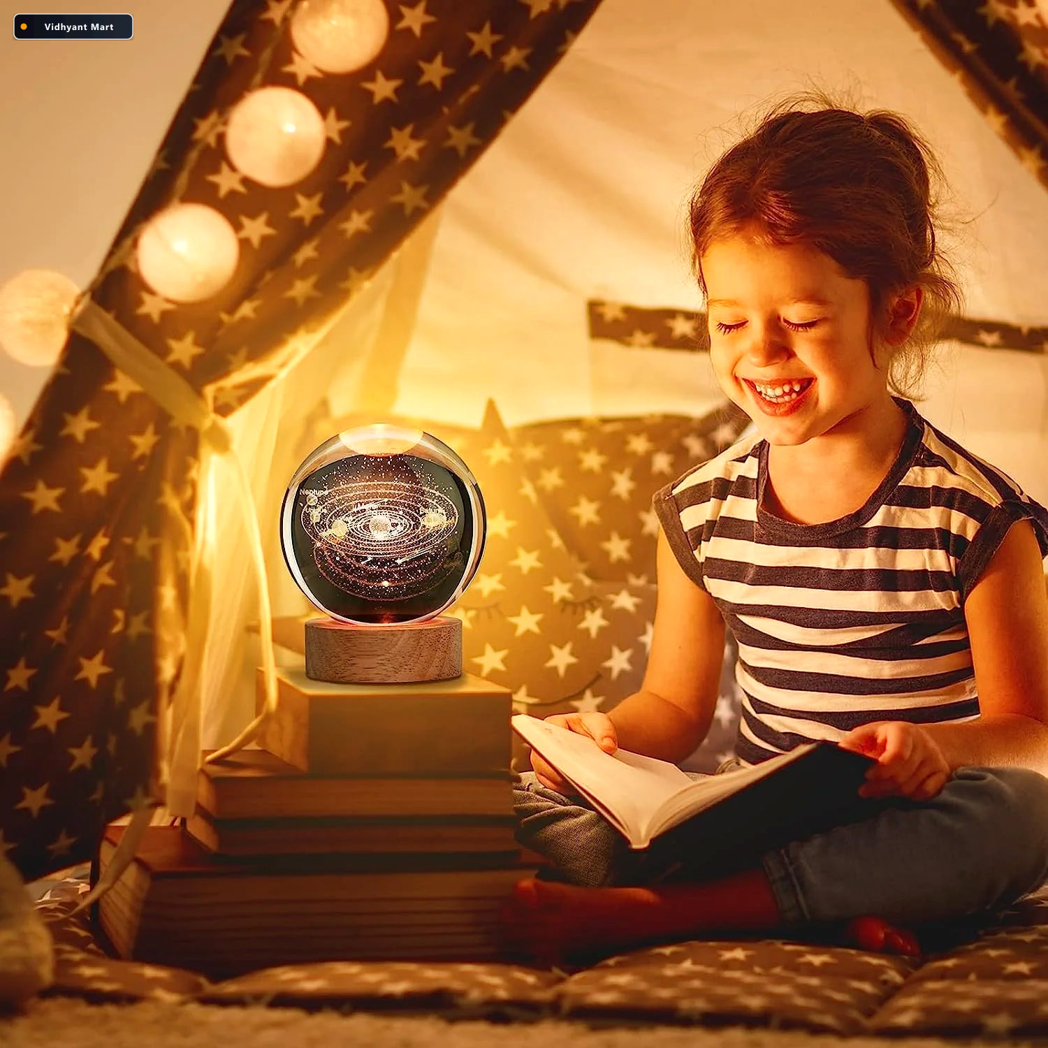 Vidhyant Mart 3d Crystal Ball Night Lamp Elegant Usb Led Light W 2