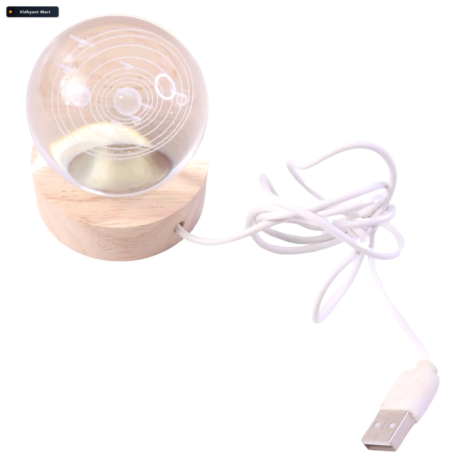 Vidhyant Mart 3d Crystal Ball Night Lamp Elegant Usb Led Light W 4