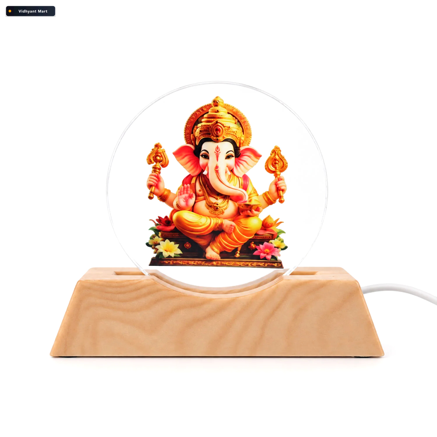 Vidhyant Mart 3d Ganesha Acrylic Led Lamp With Warm Golden Glow 4