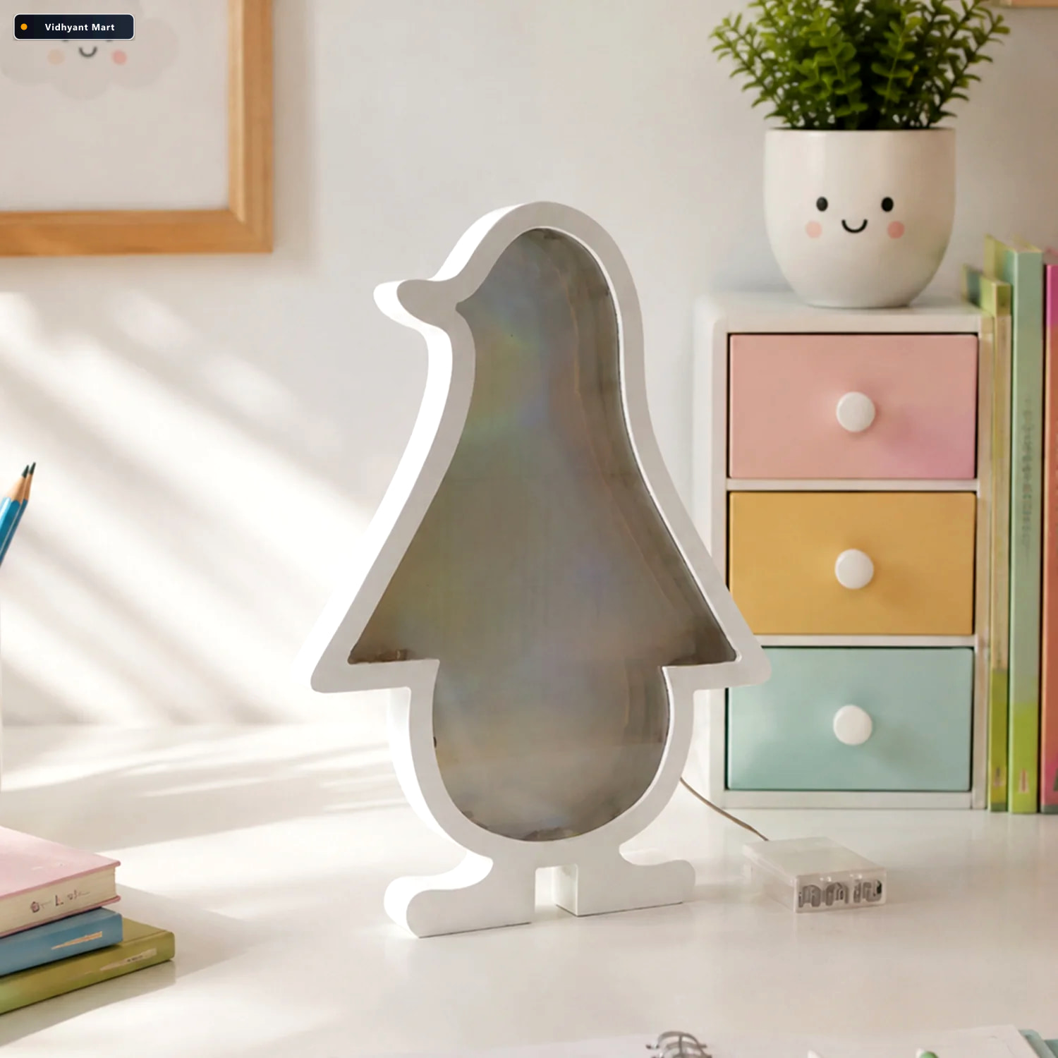 Vidhyant Mart 3d Led Penguin Decorative Infinity Mirror Light Fo 3