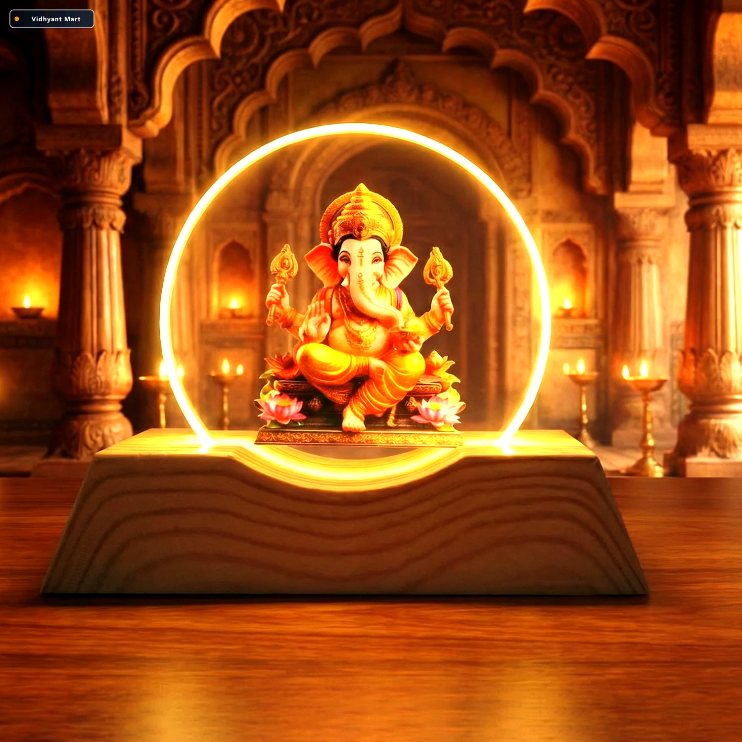 Vidhyant Mart 3d Lord Ganesha Acrylic Led Night Lamp Warm Golden 1