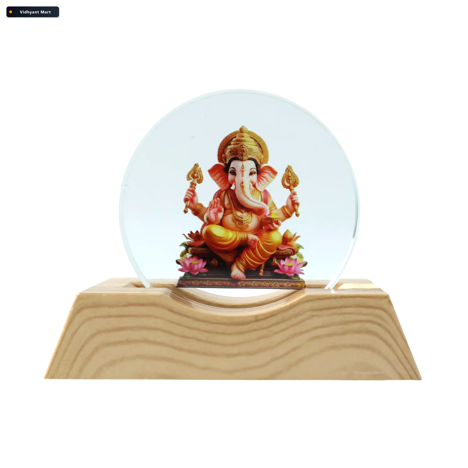 Vidhyant Mart 3d Lord Ganesha Acrylic Led Night Lamp Warm Golden 4