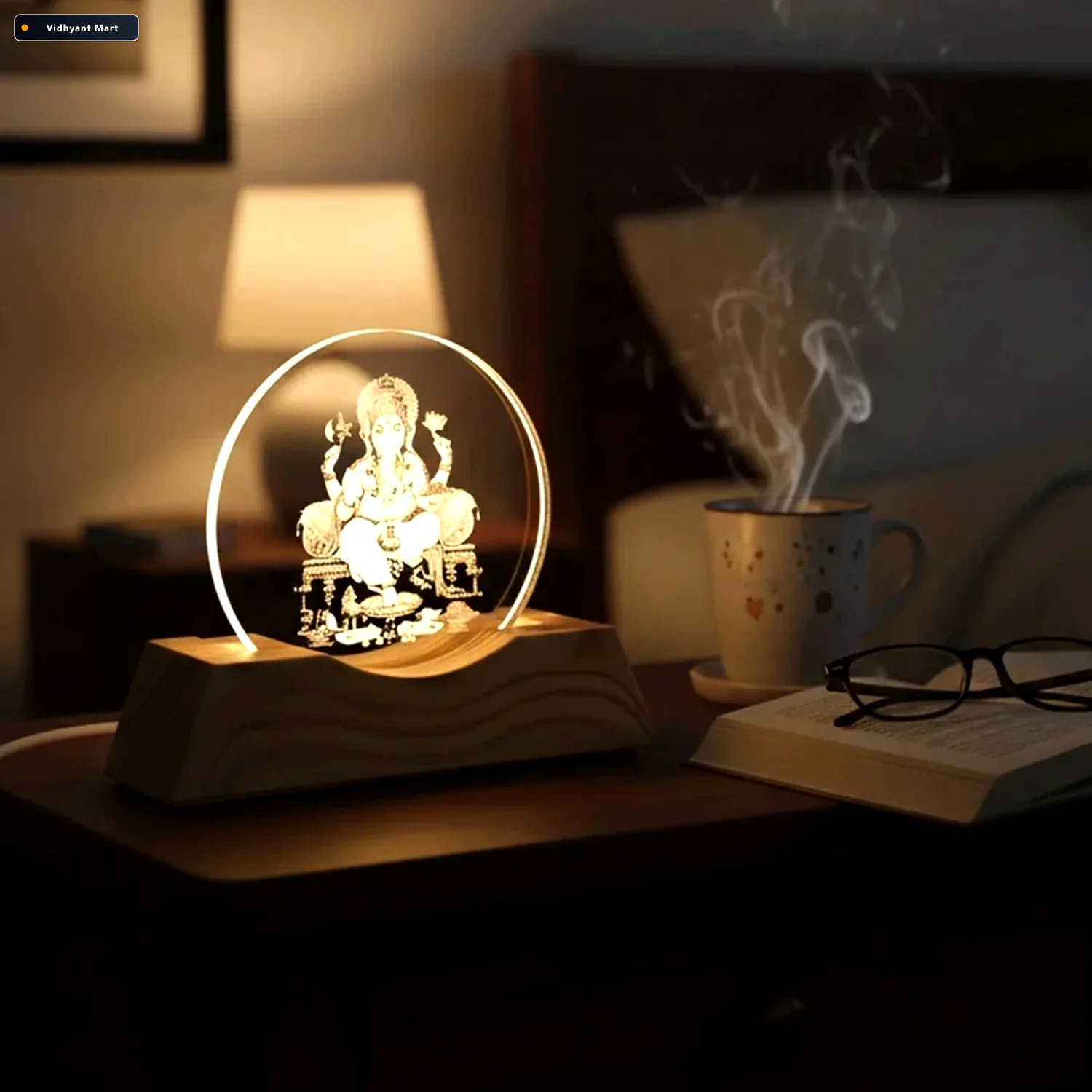 Vidhyant Mart 3d Lord Ganesha Led Night Lamp Warm Spiritual Glow 2