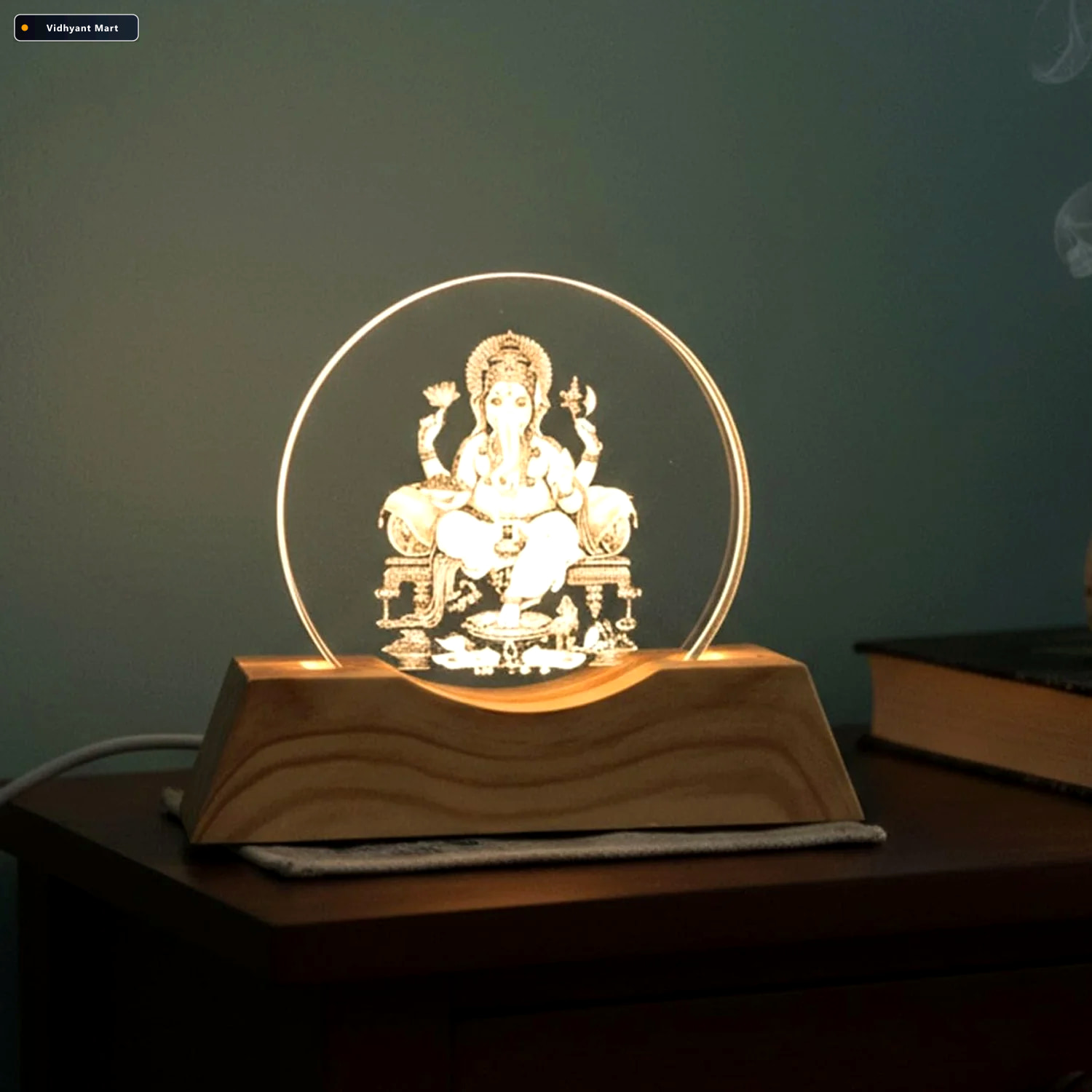 Vidhyant Mart 3d Lord Ganesha Led Night Lamp Warm Spiritual Glow 4