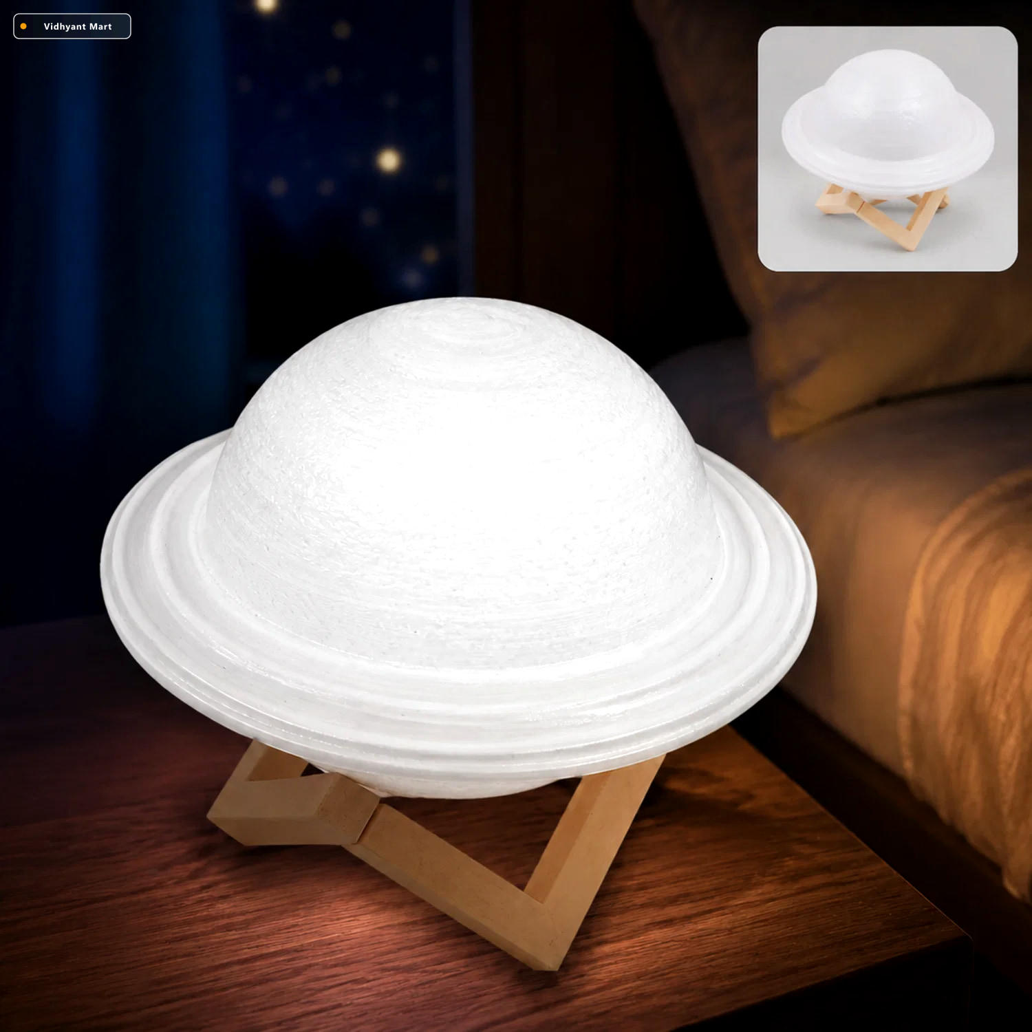 Vidhyant Mart 3d Saturn Lamp Multicolor Led Night Light With Bas 1