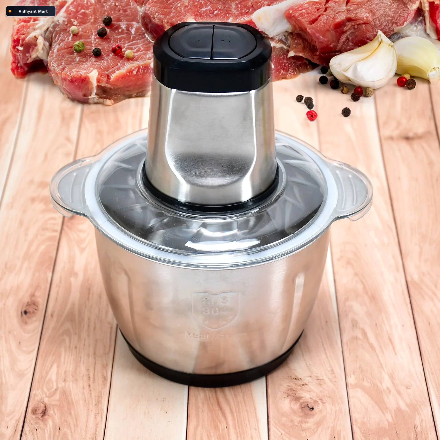 Vidhyant Mart 3l Stainless Steel Electric Meat Grinder Multifunc 1