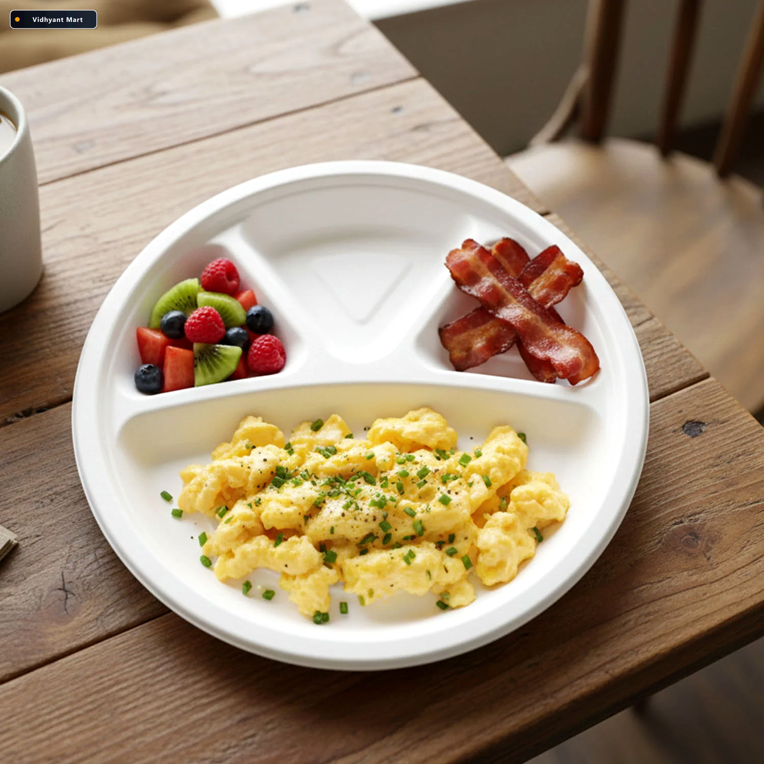 Vidhyant Mart 4 Compartment Disposable Food Serving Plate Set Of 3