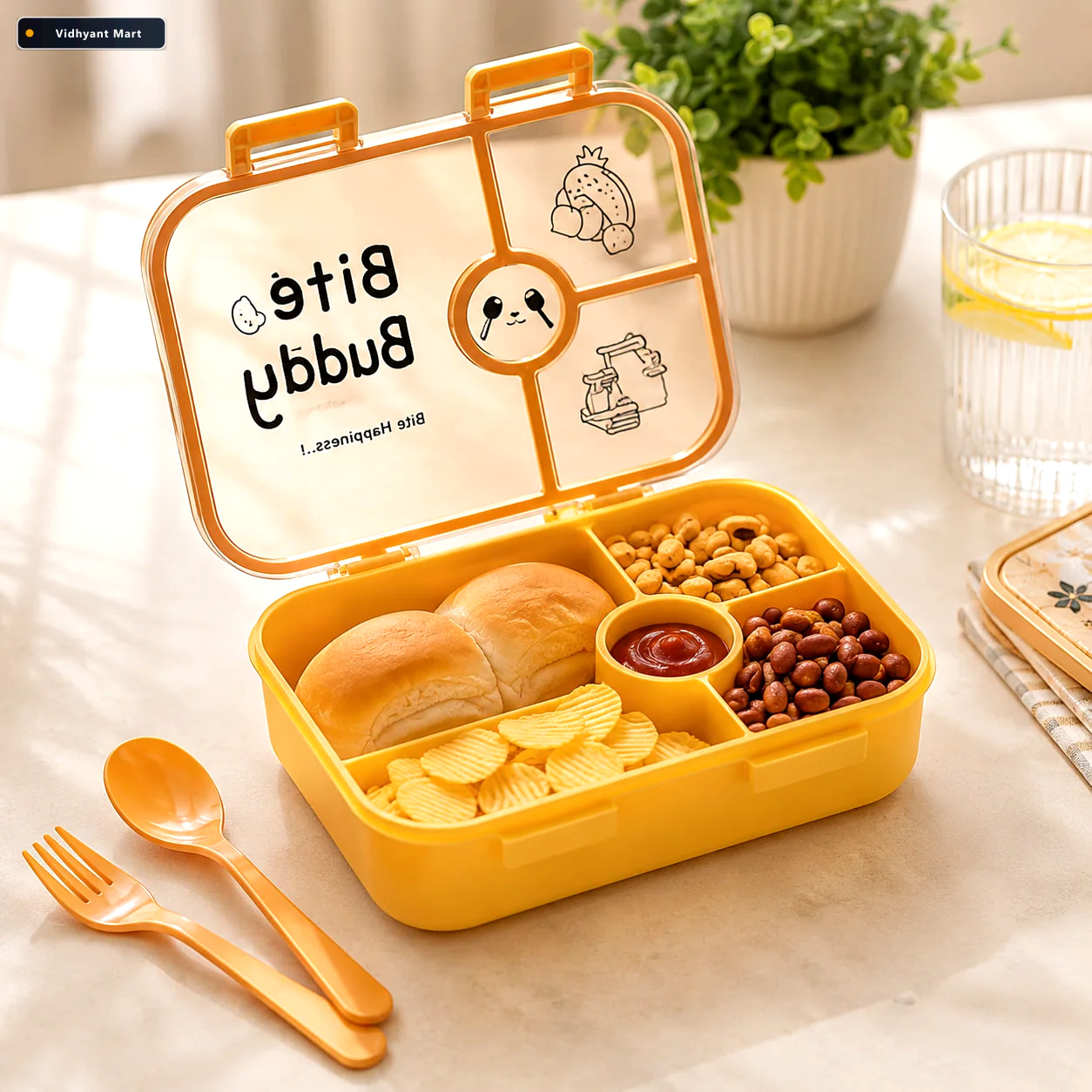 Vidhyant Mart 4 Compartment Leak Resistant Lunch Box Bpa Free Wi 1