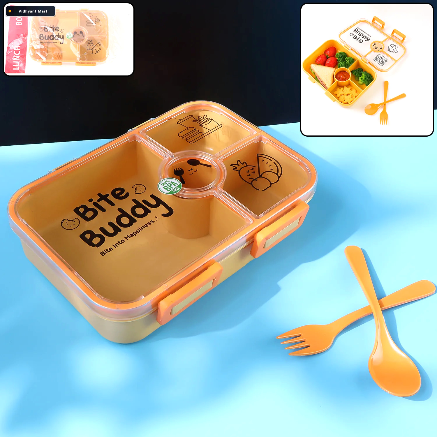 Vidhyant Mart 4 Compartment Leak Resistant Lunch Box Bpa Free Wi 2