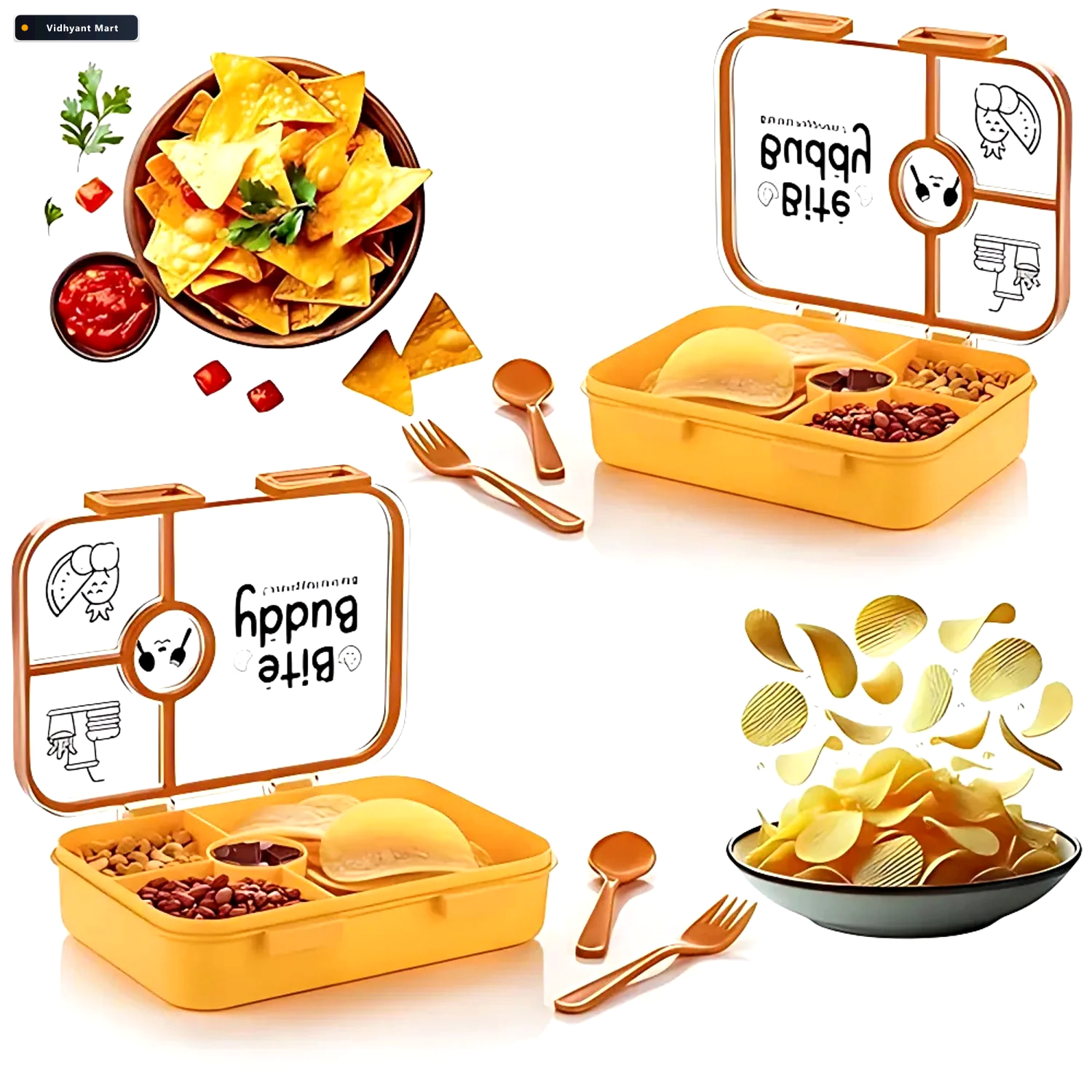 Vidhyant Mart 4 Compartment Leak Resistant Lunch Box Bpa Free Wi 4