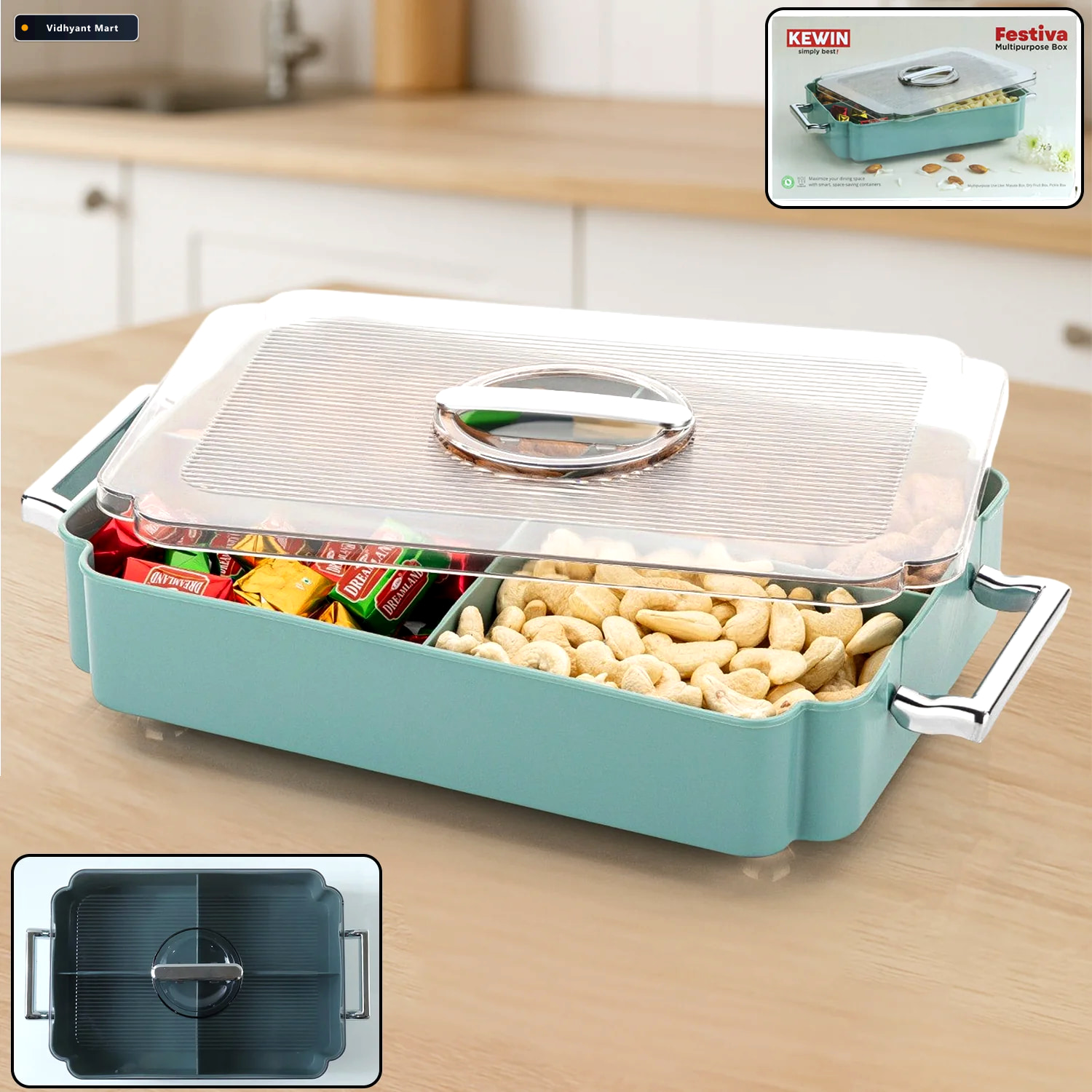 Vidhyant Mart 4 Compartment Plastic Food Storage Container Multi 1