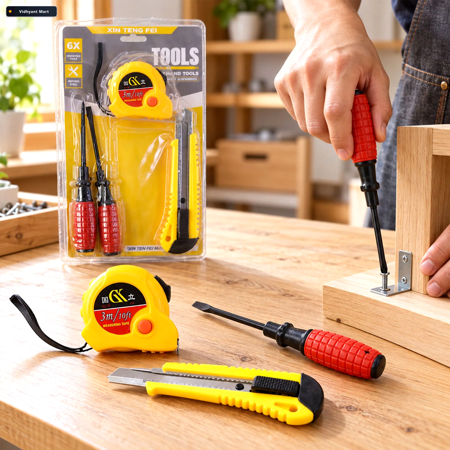 Vidhyant Mart 4 In 1 Hand Tool Kit For Garage And Hardware Repai 1