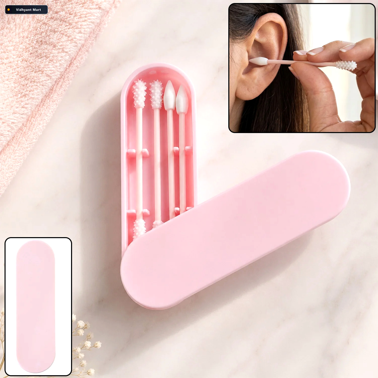 Vidhyant Mart 4 In 1 Reusable Silicone Ear Swab Set With Case Wa 1