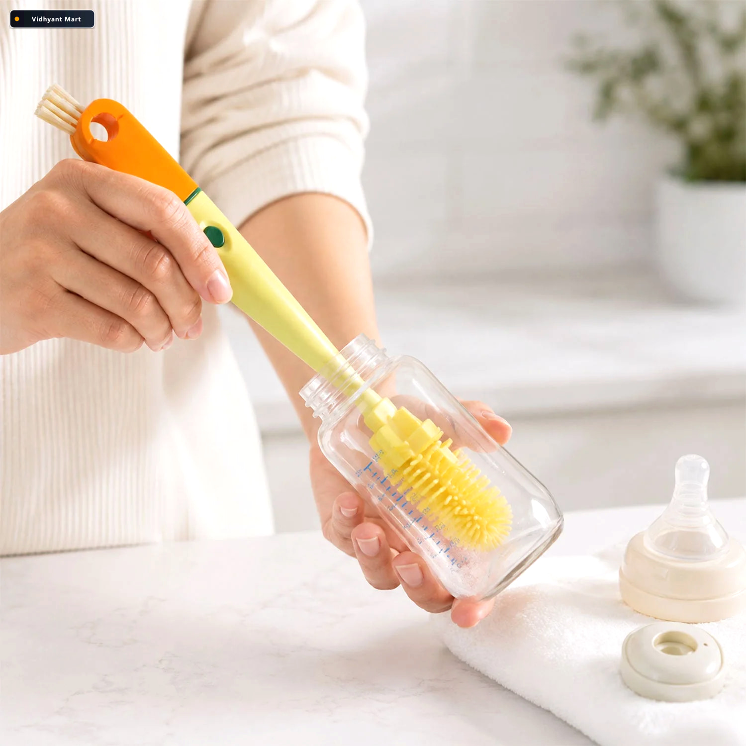 Vidhyant Mart 4 In 1 Silicone Bottle Cleaning Brush Hygienic Reu 3