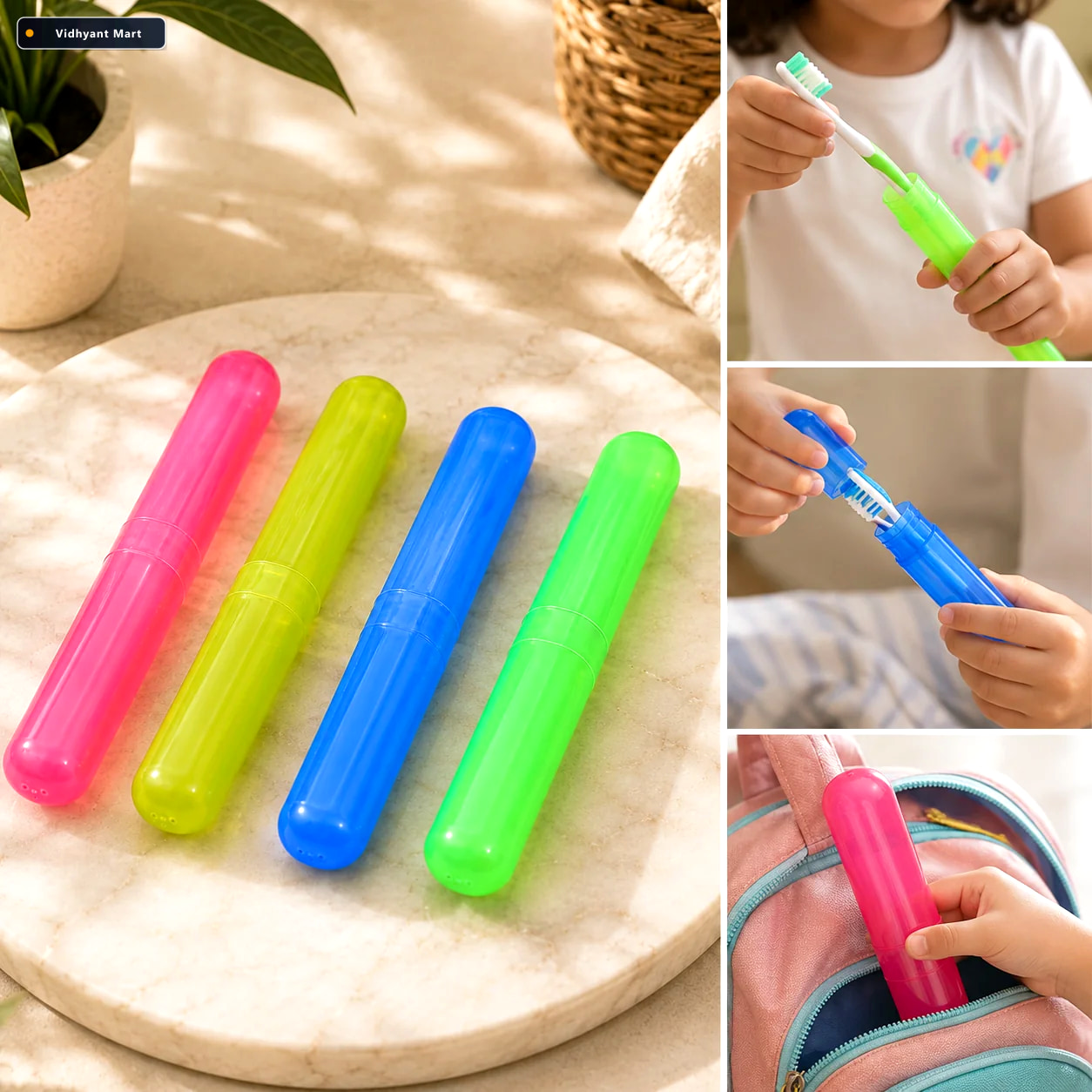 Vidhyant Mart 4 Piece Anti Bacterial Toothbrush Travel Case Set 1
