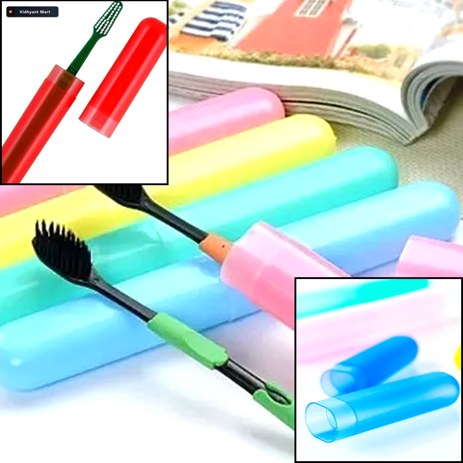 Vidhyant Mart 4 Piece Anti Bacterial Toothbrush Travel Case Set 3