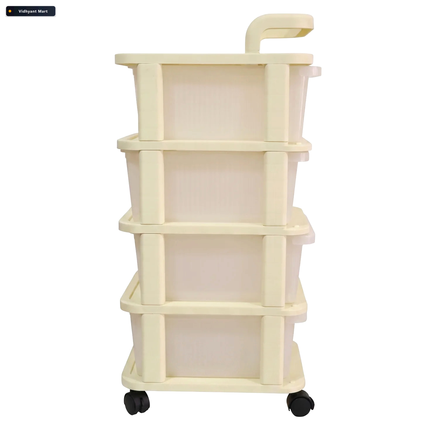 Vidhyant Mart 4 Tier Plastic Storage Trolley With Wheels Rolling 4
