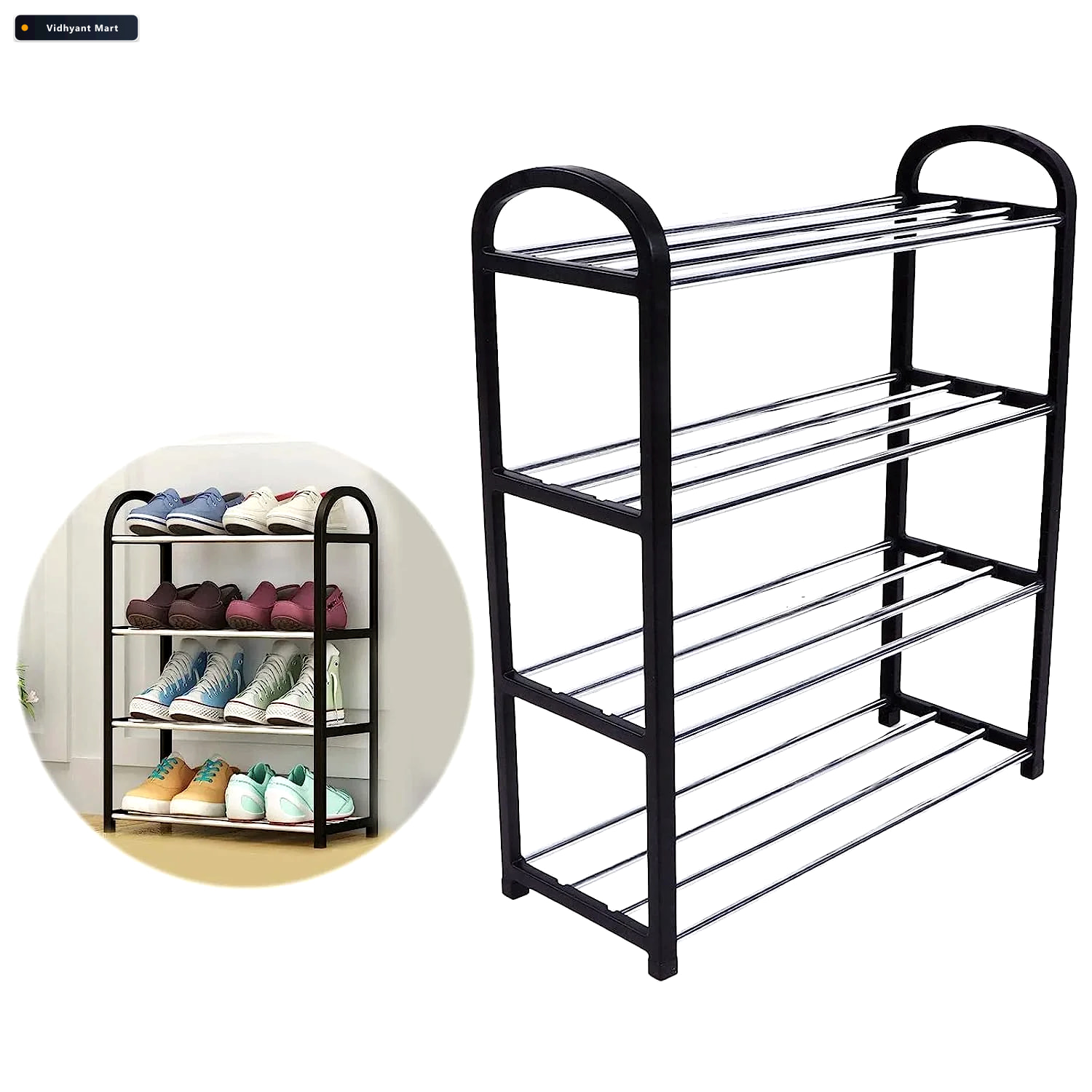 Vidhyant Mart 4 Tier Shoe Rack Space Saving Footwear Storage Ind 1