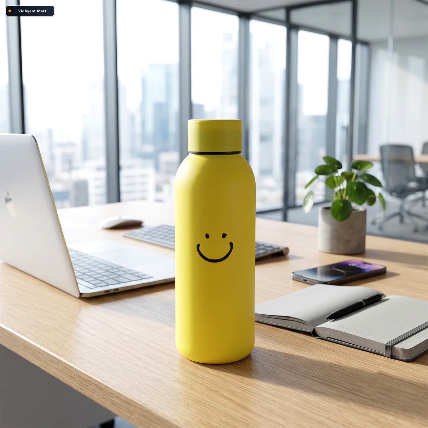 Vidhyant Mart 400 Ml Smiley Face Glass Water Bottle With Silicon 4