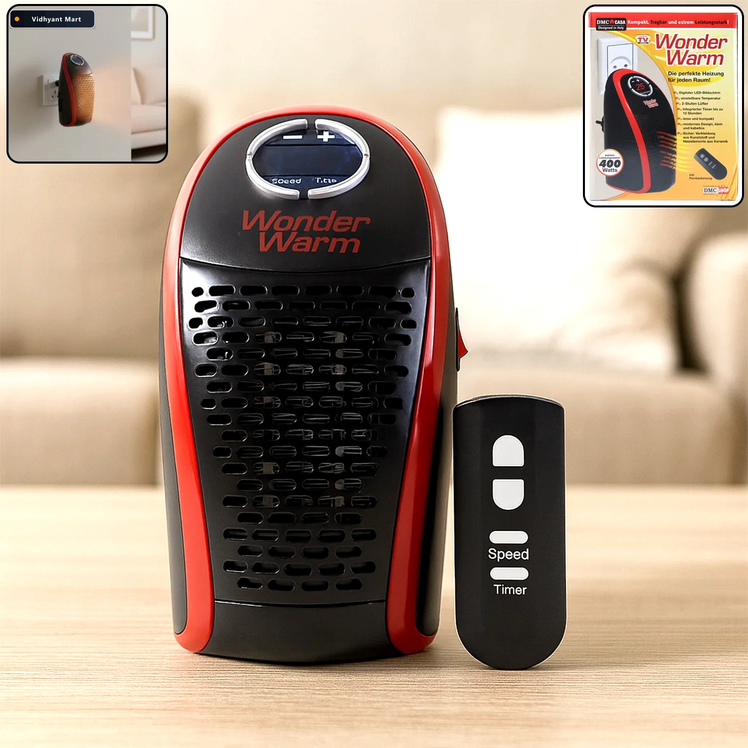 Vidhyant Mart 400w Wall Plug Room Heater Compact Heating With Re 1