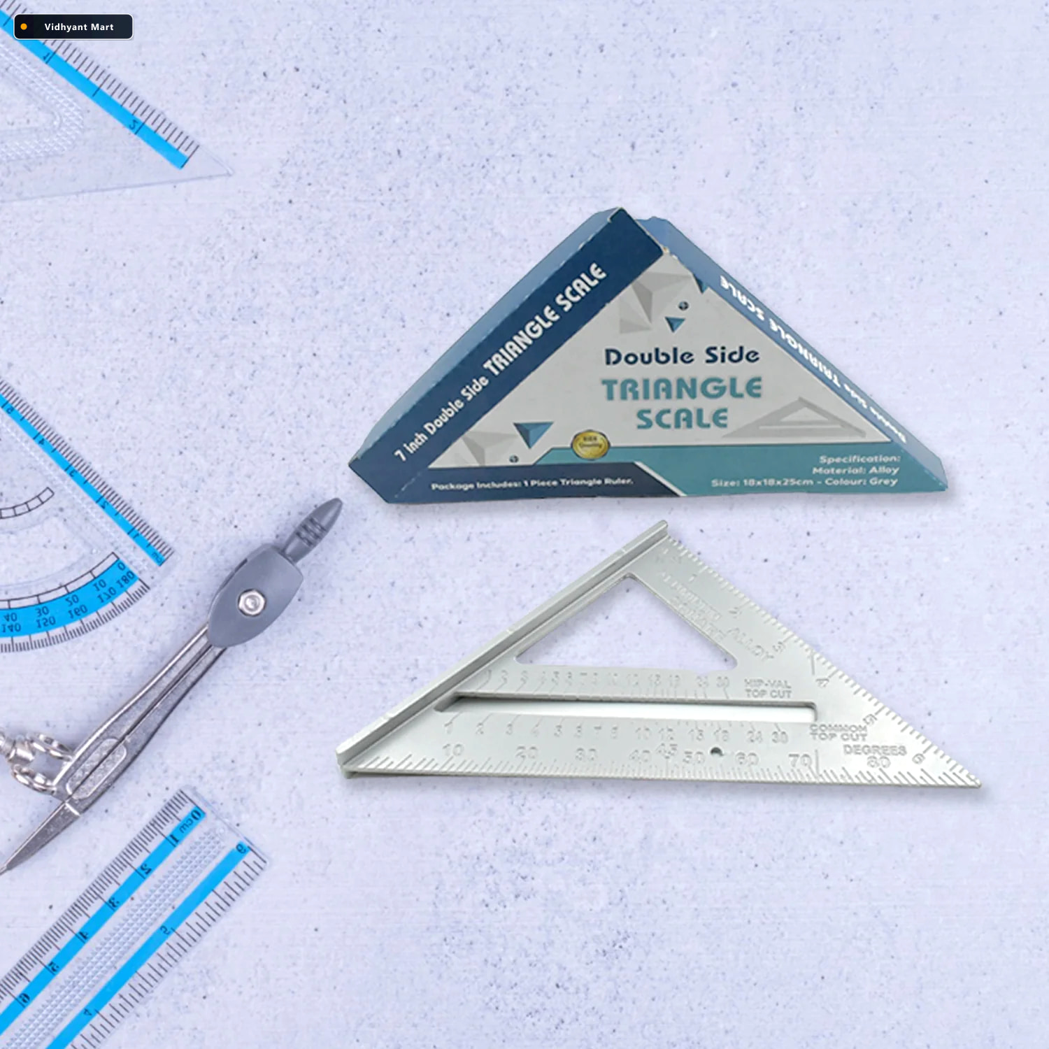 Vidhyant Mart 45 Degree Triangle Ruler 7 Inch Aluminum Rafter Sq 1