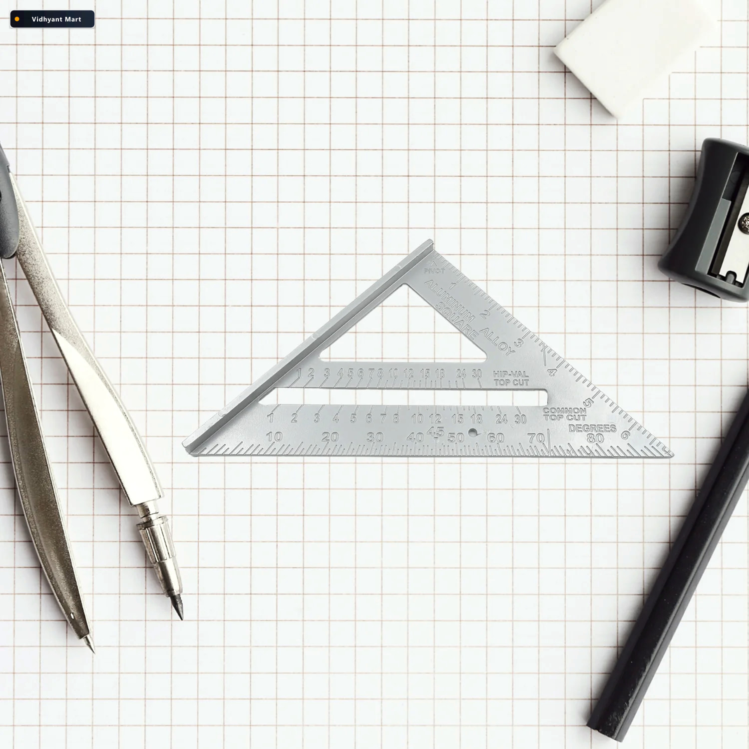 Vidhyant Mart 45 Degree Triangle Ruler 7 Inch Aluminum Rafter Sq 4