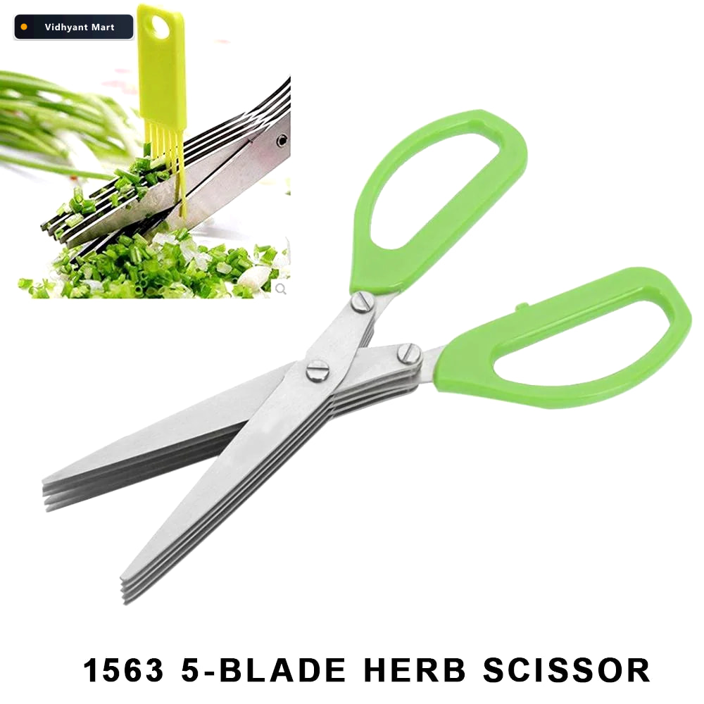 Vidhyant Mart 5 Blade Herb Scissors Stainless Steel Kitchen Cutt 2