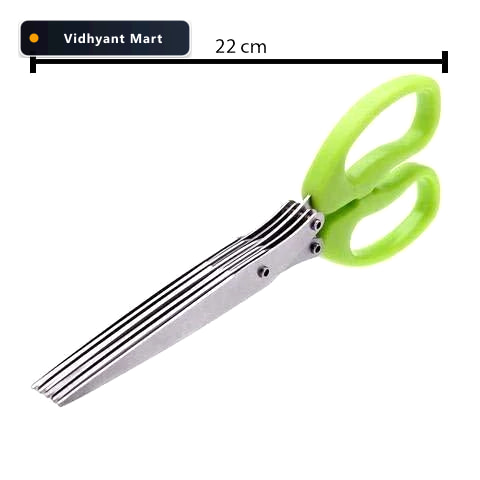 Vidhyant Mart 5 Blade Herb Scissors Stainless Steel Kitchen Cutt 4
