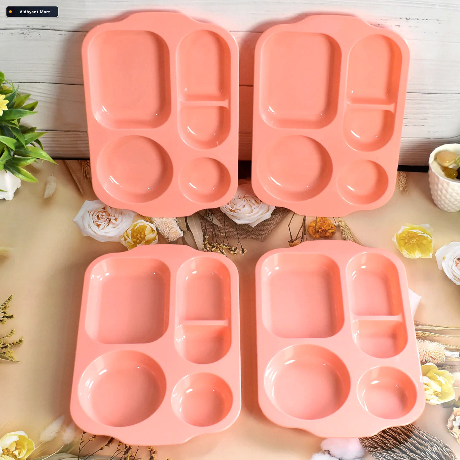Vidhyant Mart 5 Compartment Food Plates Unbreakable Multicolor S 2