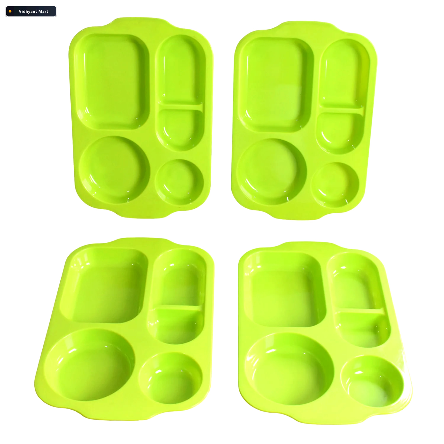 Vidhyant Mart 5 Compartment Food Plates Unbreakable Multicolor S 4
