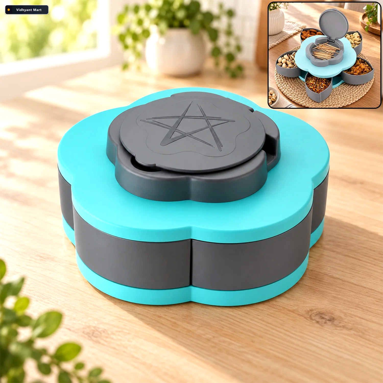 Vidhyant Mart 5 Compartment Petal Shape Storage Box For Dry Frui 1