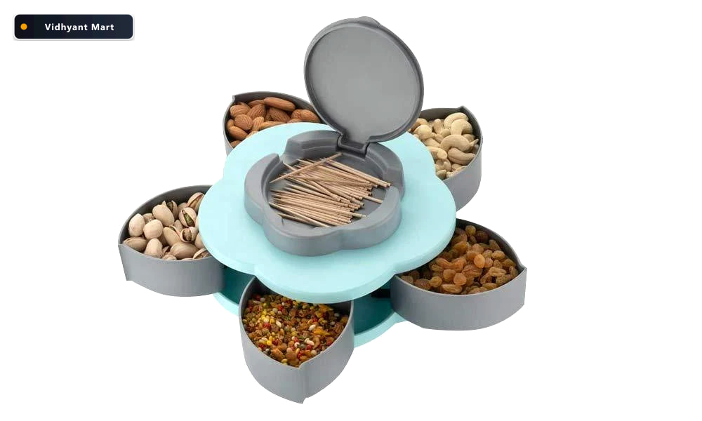 Vidhyant Mart 5 Compartment Petal Shape Storage Box For Dry Frui 4
