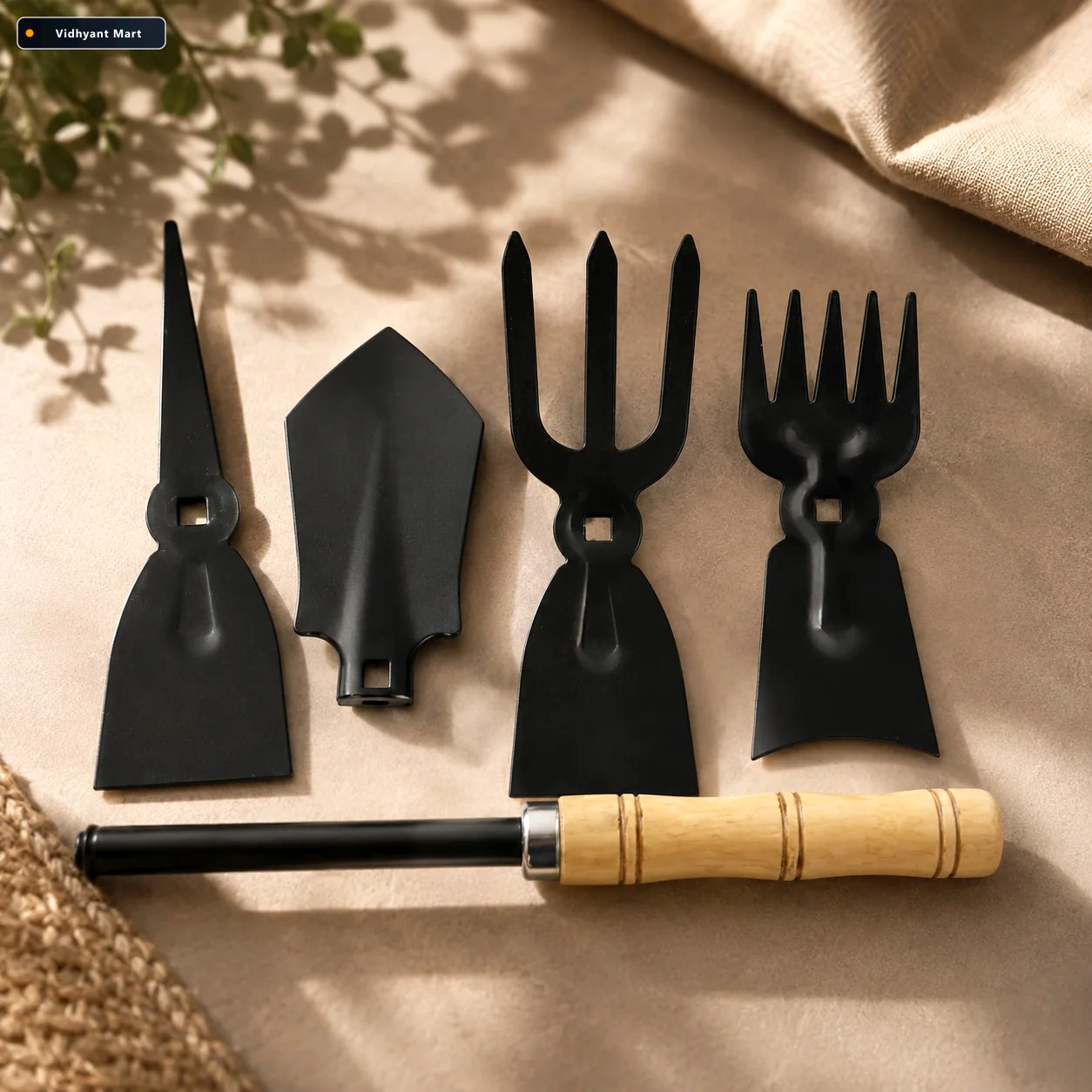 Vidhyant Mart 5 In 1 Gardening Hand Tool Set Durable Wooden Hand 1