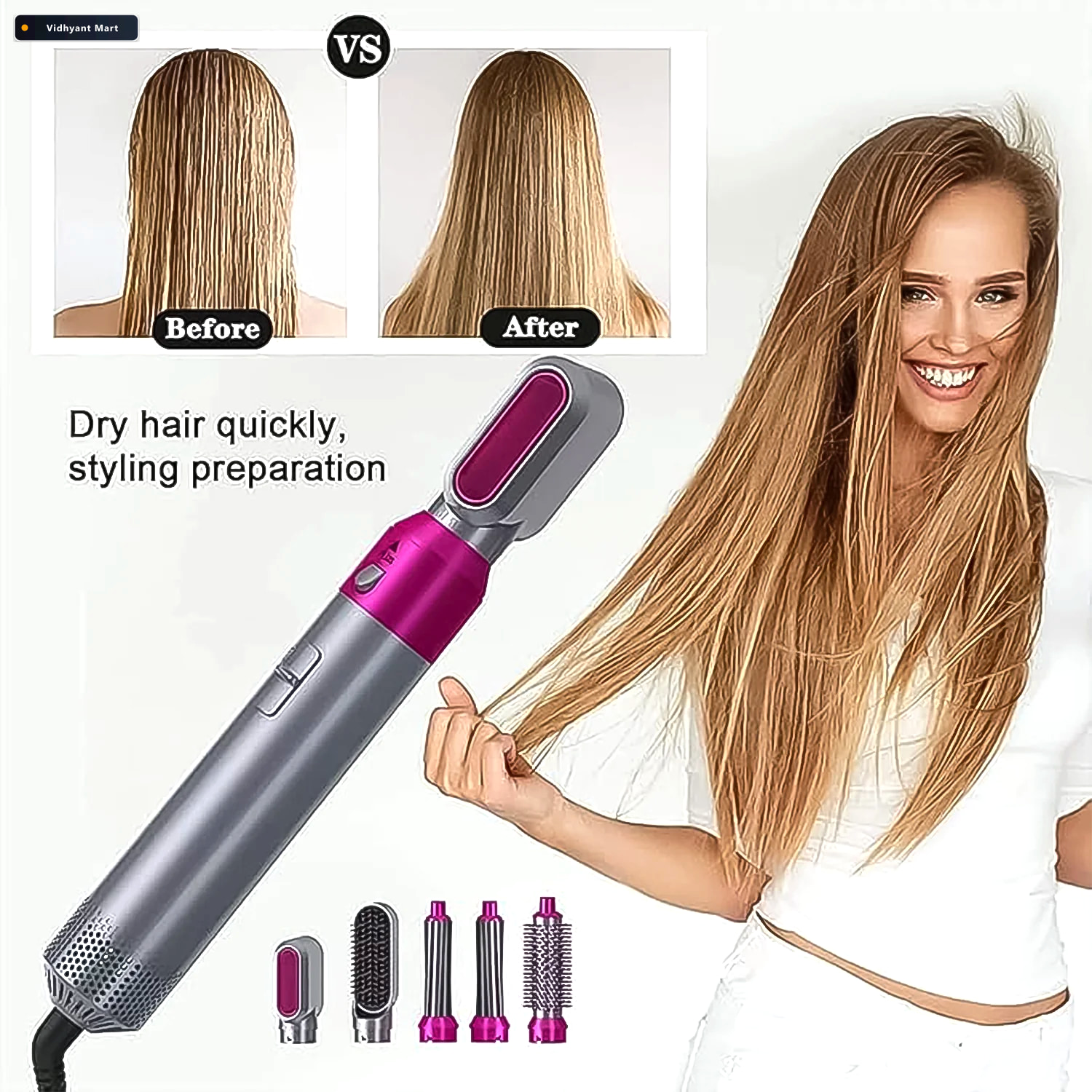 Vidhyant Mart 5 In 1 Hair Dryer Brush Multifunctional Hot Air St 4