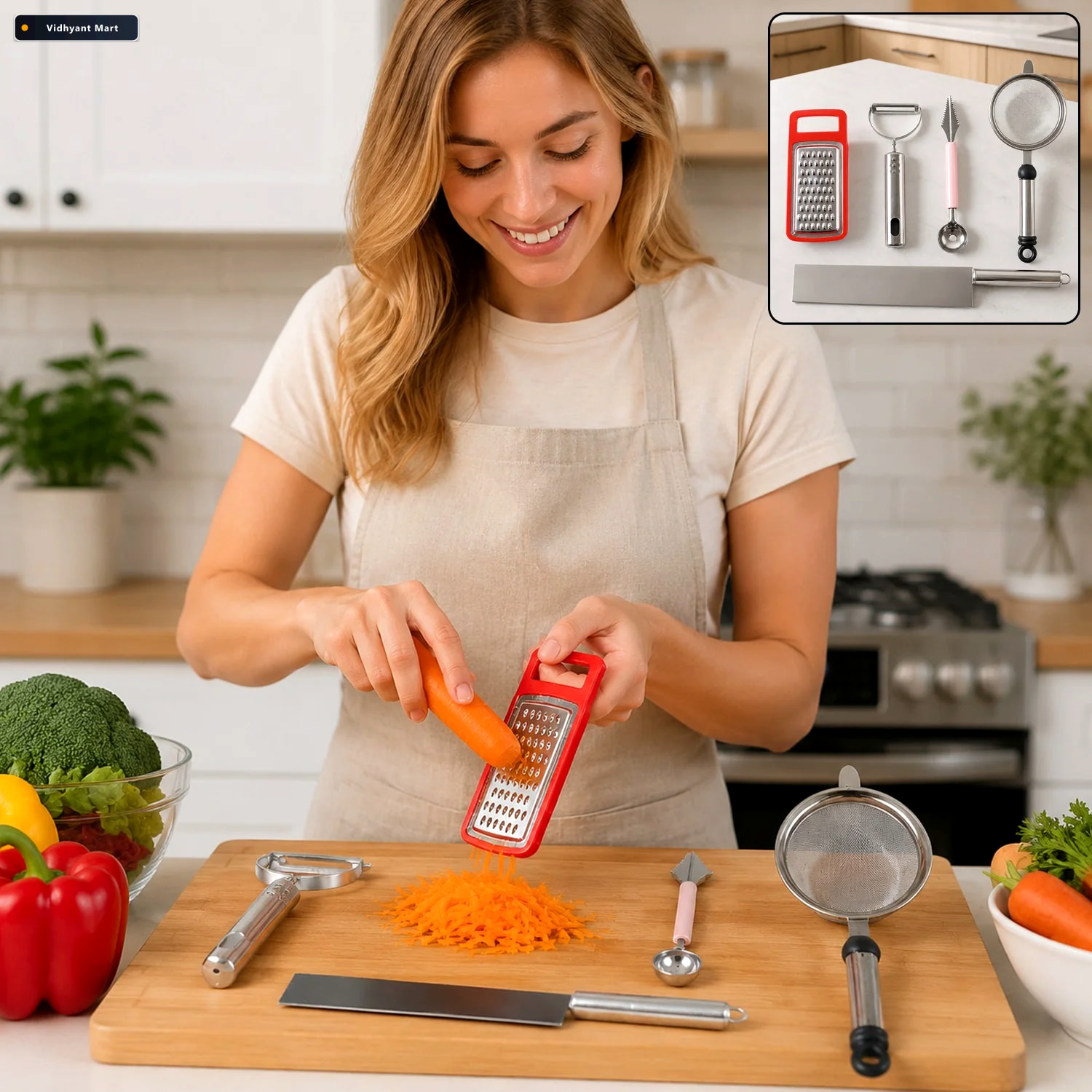 Vidhyant Mart 5 In 1 Kitchen Tool Set Compact Versatile Food Pre 1