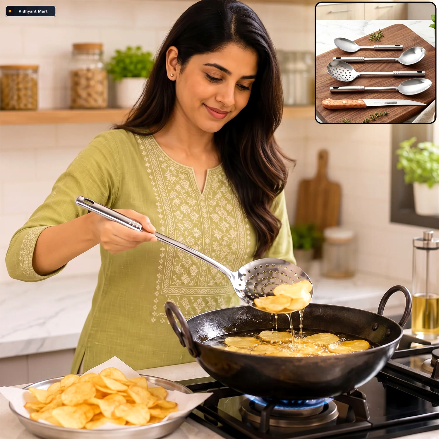 Vidhyant Mart 5 In 1 Stainless Steel Kitchenware Tool Set With S 2