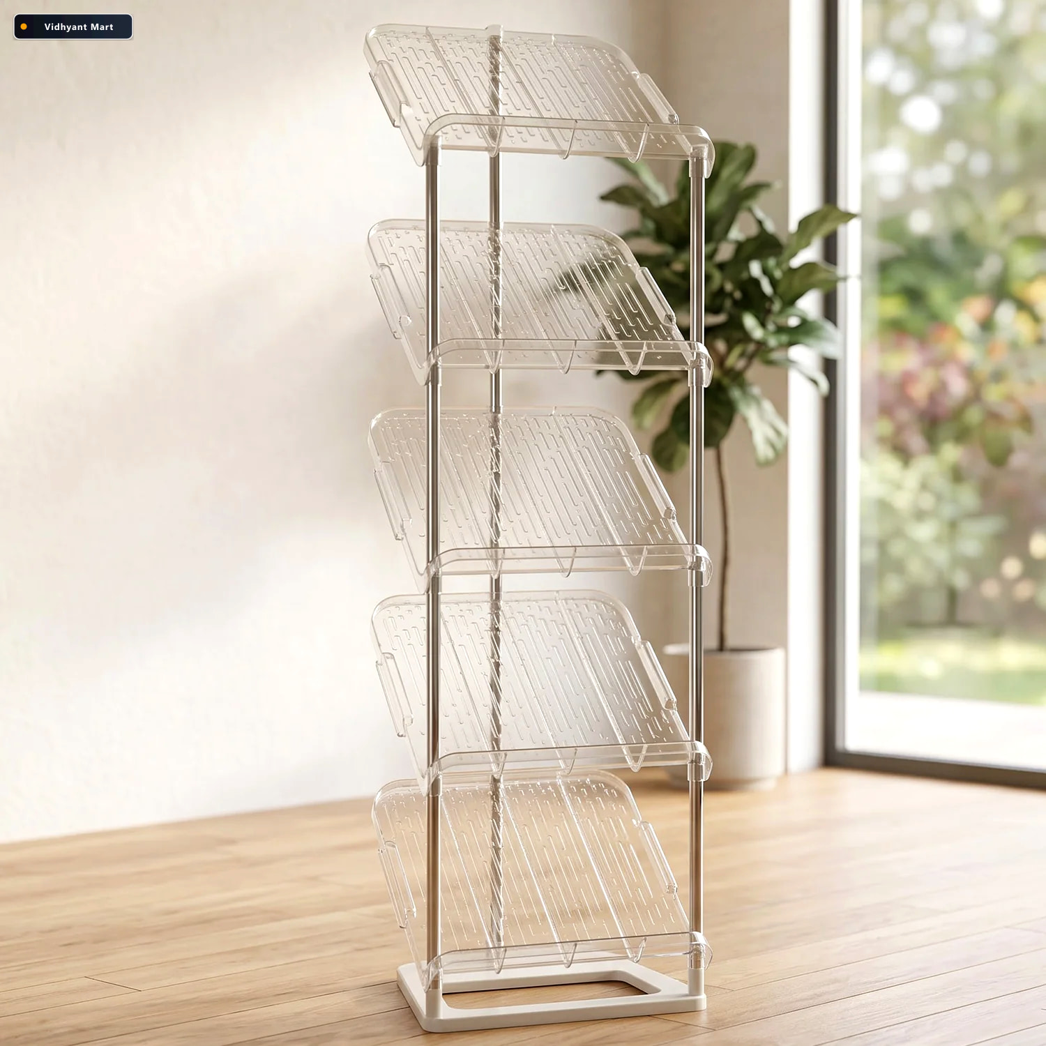 Vidhyant Mart 5 Tier Shoe Storage Rack With Slanted Shelves For 3