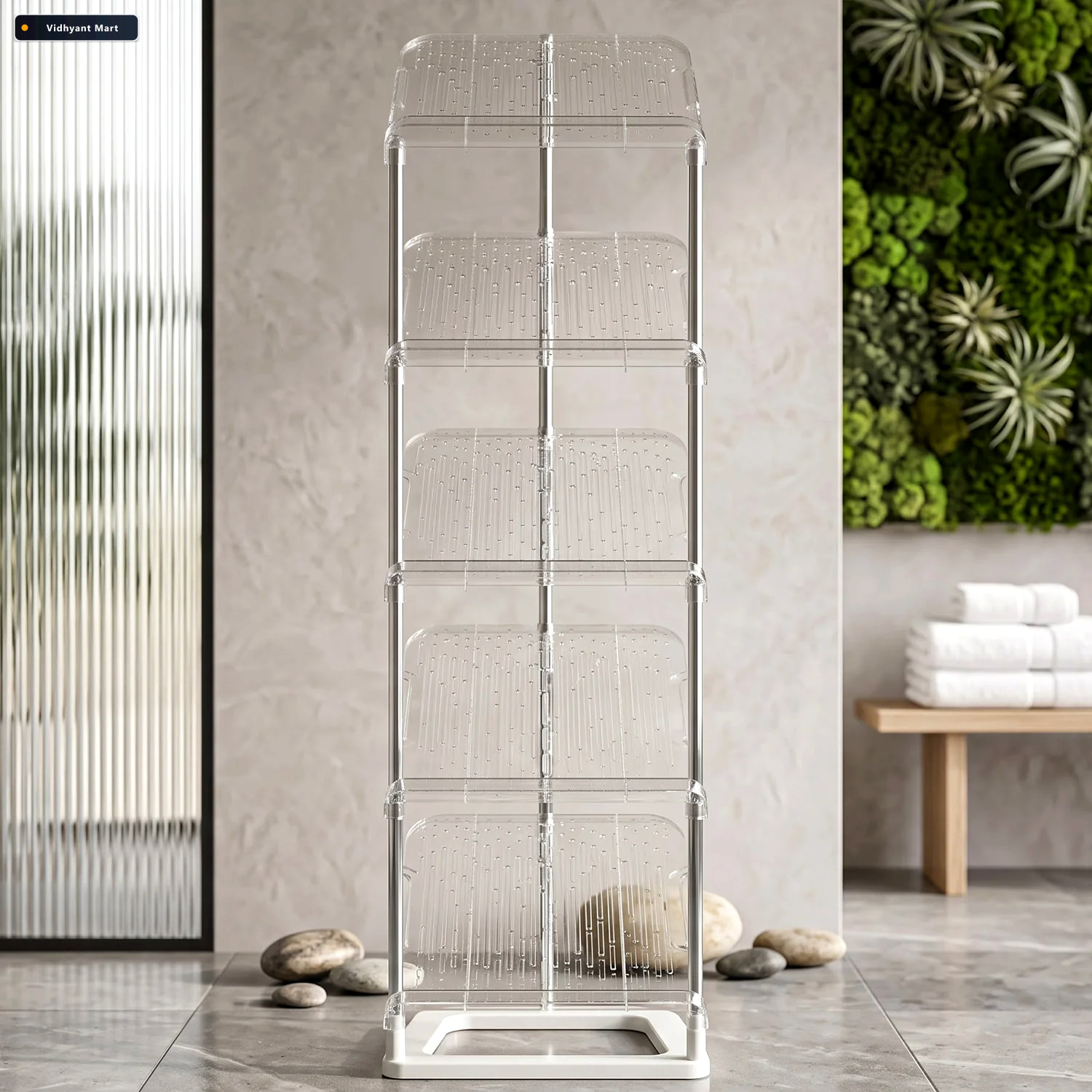 Vidhyant Mart 5 Tier Shoe Storage Rack With Slanted Shelves For 4