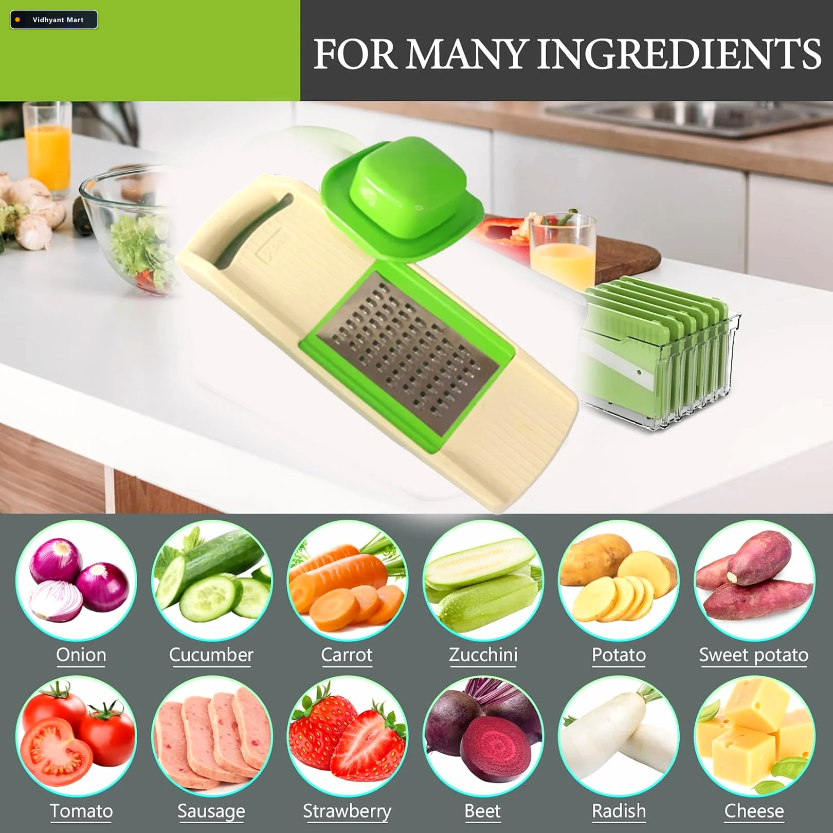 Vidhyant Mart 6 In 1 Vegetable Slicer Multipurpose Kitchen Cutte 2