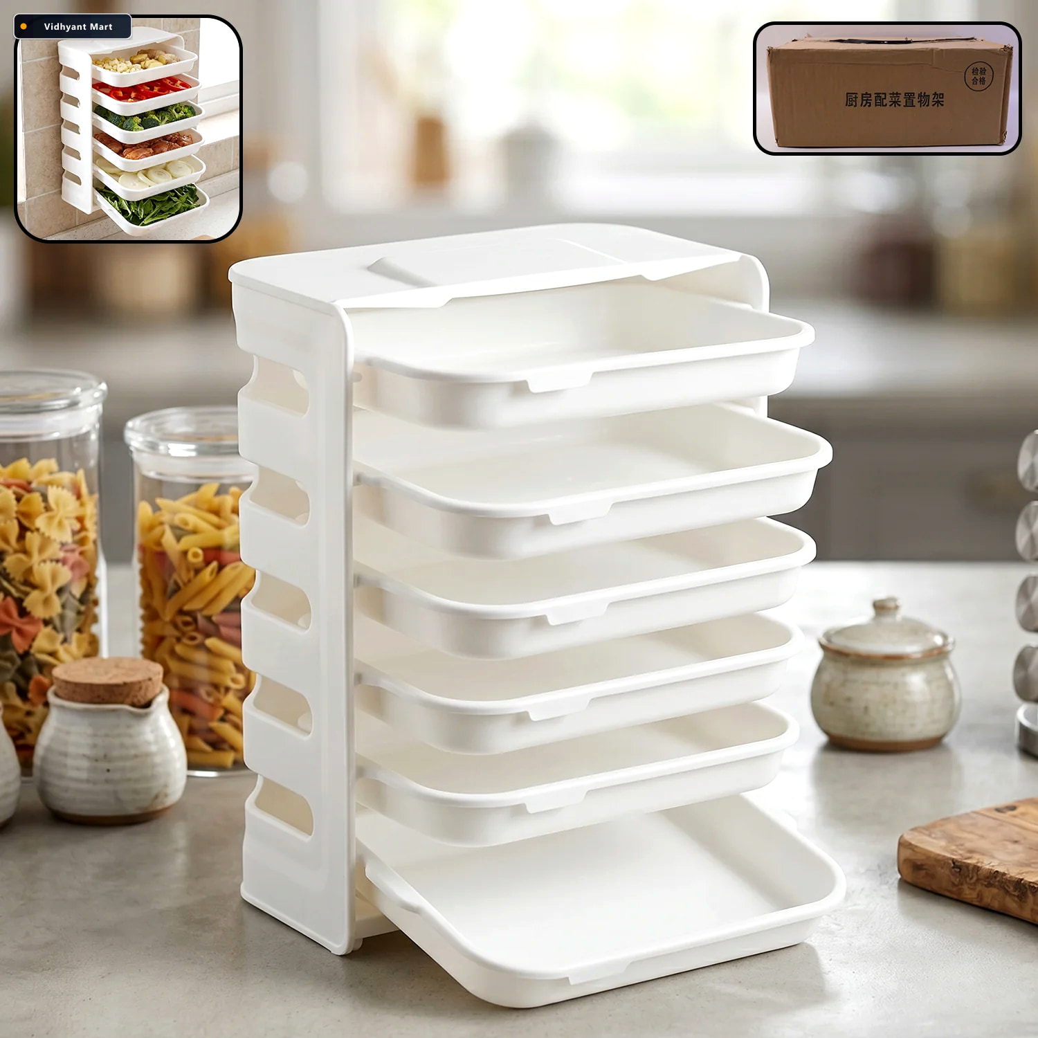 Vidhyant Mart 6 Layer Wall Mounted Food Storage Rack Space Savin 1